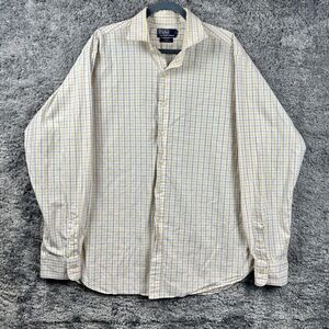 Polo Ralph Lauren Mens Regent Classic Fit Yellow Striped Shirt Size 18